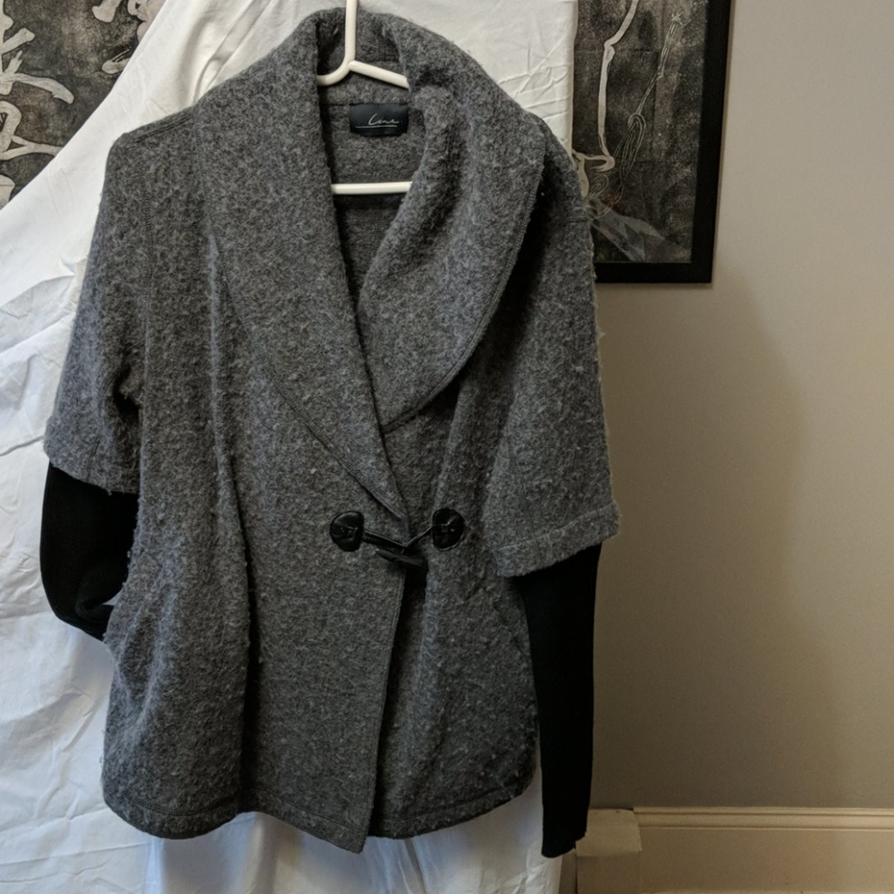 Line charcoal gray boiled wool blazer